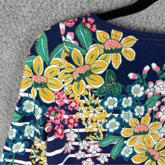 Talbots Tee Shirt Petite Blue White Floral Stripes - Picture 7 of 8